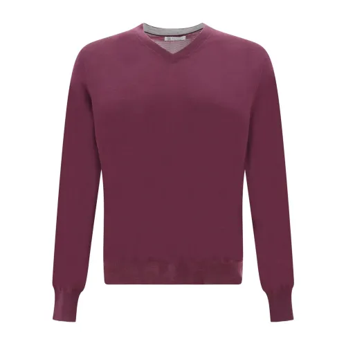 Brunello Cucinelli , Purple Sweater for Men ,Purple male, Sizes: