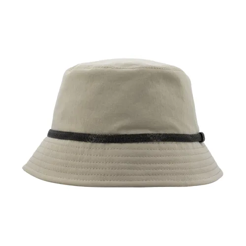 Brunello Cucinelli , Refined Bucket Hat with Jewel Embroidery ,Beige female, Sizes: