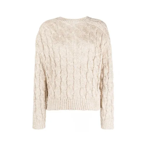 Brunello Cucinelli , sequinned cable-knit jumper ,Beige male, Sizes: