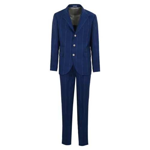 Brunello Cucinelli , Single Breasted Suits ,Blue male, Sizes: