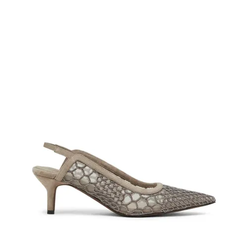 Brunello Cucinelli , Stylish Heeled Boots ,Gray female, Sizes: