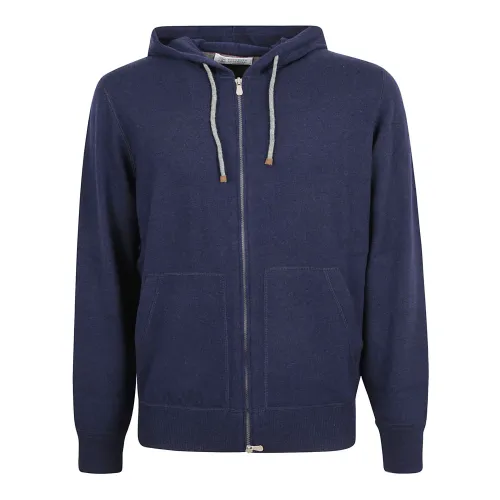 Brunello Cucinelli , Stylish Zippered Sweater ,Blue male, Sizes: