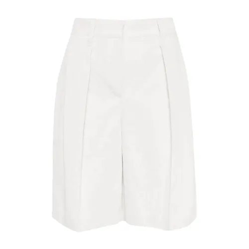 Brunello Cucinelli , White Cotton and Linen Shorts ,White female, Sizes: