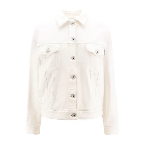Brunello Cucinelli , White Cotton Jacket Metal Buttons ,White female, Sizes: