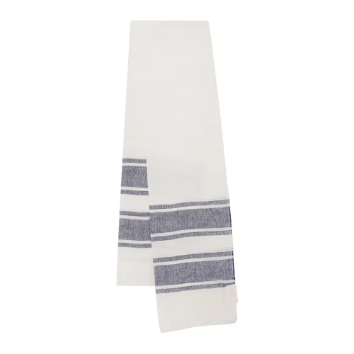 Brunello Cucinelli , White Linen Scarf with Fringed Profiles ,Multicolor male, Sizes: ONE
