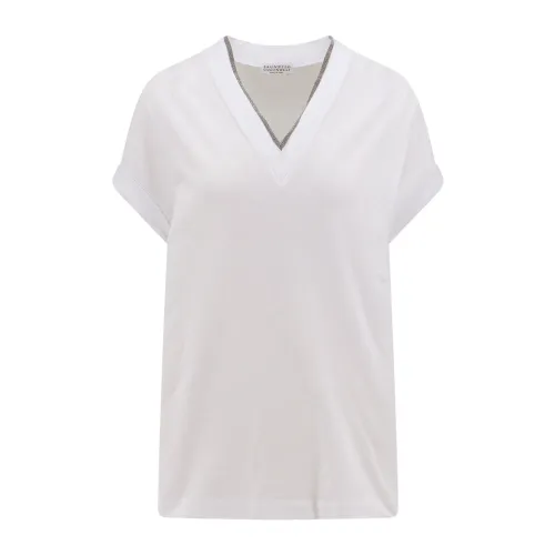 Brunello Cucinelli , White Sleeveless V-Neck Top ,White female, Sizes: