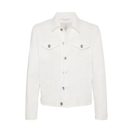 Brunello Cucinelli , White Stretch-Cotton Outerwear ,White male, Sizes: