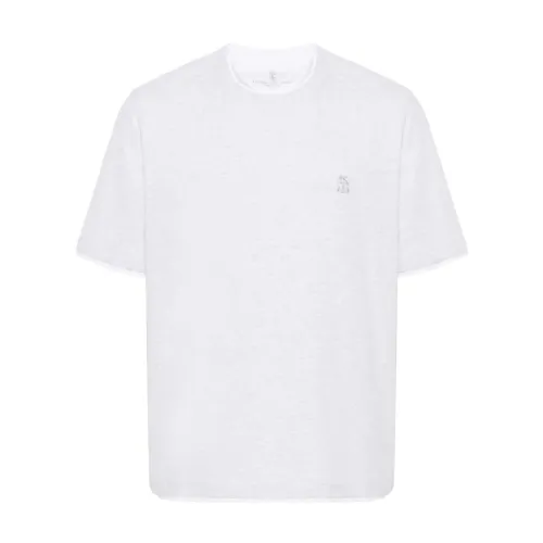 Brunello Cucinelli , White T-Shirts Polos for Men ,White male, Sizes: