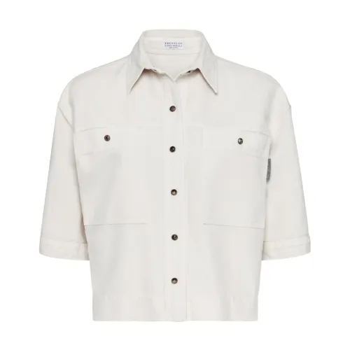 Brunello Cucinelli , Womens Clothing Shirts White Ss24 ,White female, Sizes: