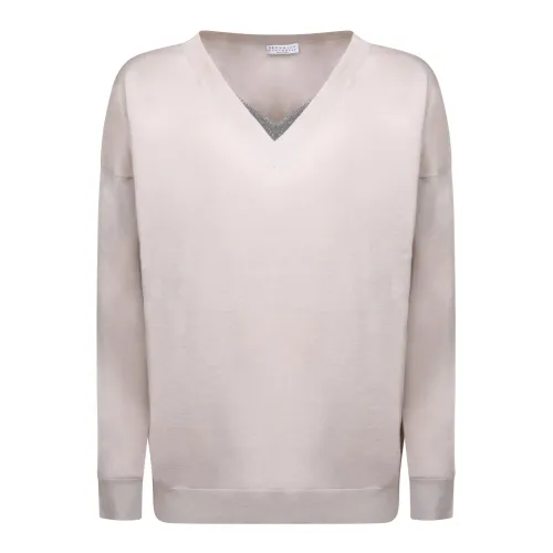 Brunello Cucinelli , Womens Clothing Sweater Beige Ss24 ,Beige female, Sizes: