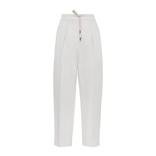 Brunello Cucinelli , Womens Clothing Trousers White Ss24 ,White female, Sizes:
