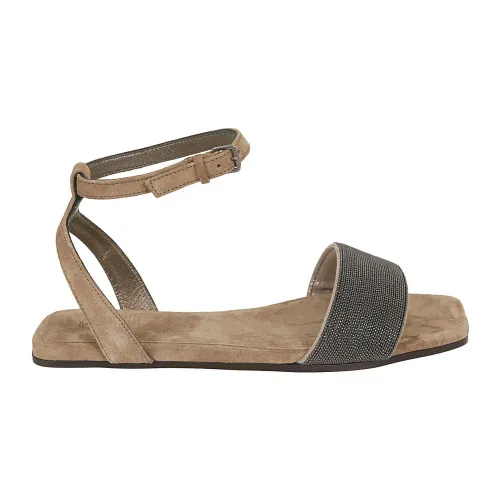Brunello Cucinelli , Women's Shoes Sandals C8274 Ss24 ,Gray female, Sizes: