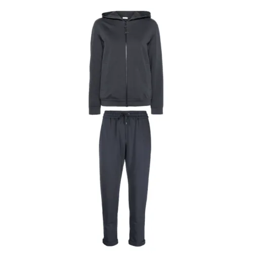 Brunello Cucinelli , zip-up cotton hoodie track pants ,Blue female, Sizes: