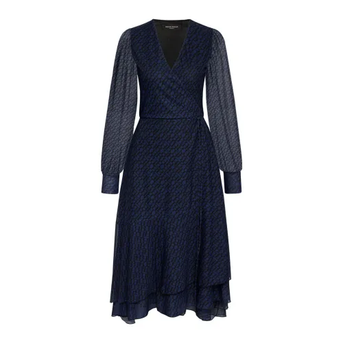 Bruuns Bazaar , Blue Logo Print Wrap Dress ,Blue female, Sizes: