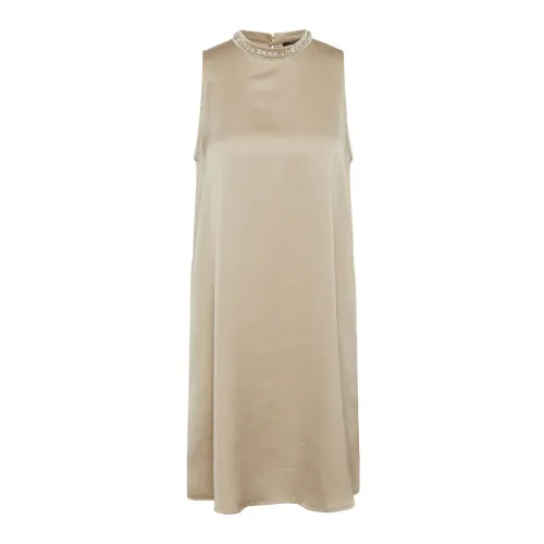 Bruuns Bazaar , Elegant A-snit Dress with Similisten ,Beige female, Sizes: