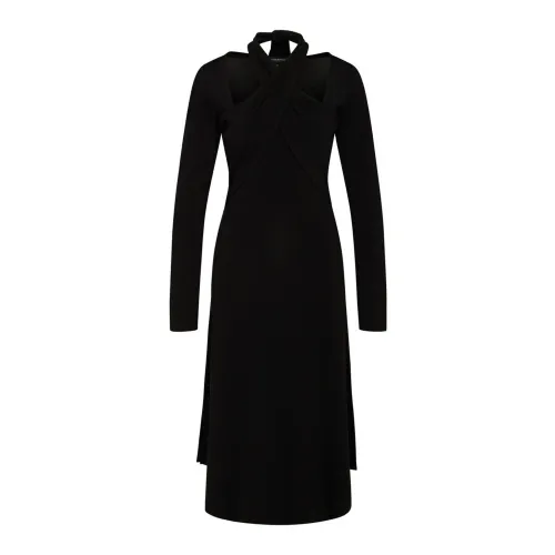 Bruuns Bazaar , Elegant Black Midi Dress ,Black female, Sizes:
