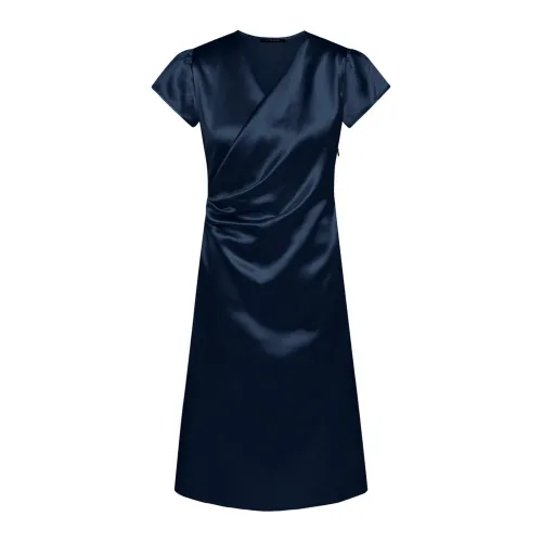 Bruuns Bazaar , Elegant Draped Dark Blue Dress ,Blue female, Sizes: