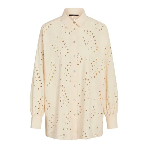 Bruuns Bazaar , Embroidered Anglaise Shirt White Cream ,Beige female, Sizes: