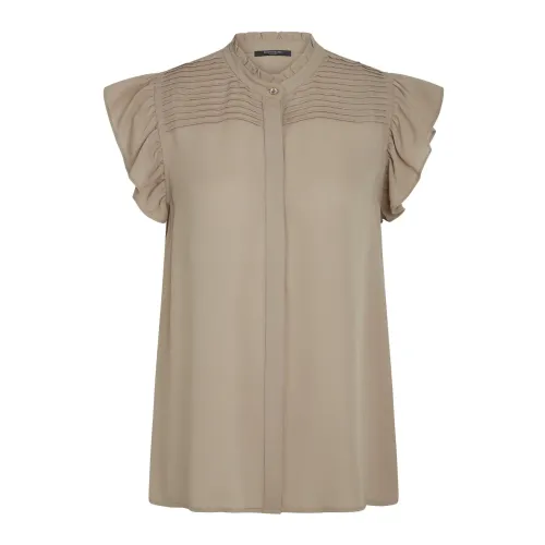 Bruuns Bazaar , Feminine Shirt with Pleats and Ruffles ,Beige female, Sizes: