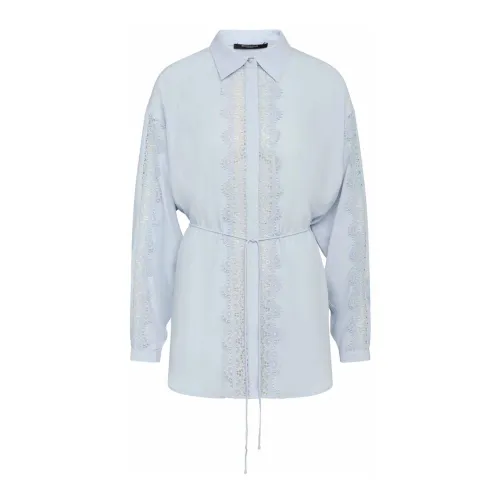 Bruuns Bazaar , Feminine Tunic Shirt with Lace Details ,Blue female, Sizes: