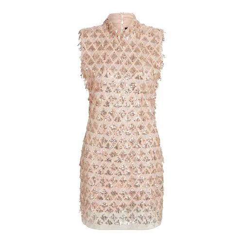 Bruuns Bazaar , Sequin Diamond Pattern Dress Light Peach ,Pink female, Sizes:
