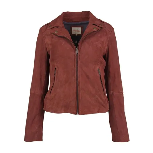 Btfcph , Biker Jacket With Wire Skind 10590 ,Brown female, Sizes:
