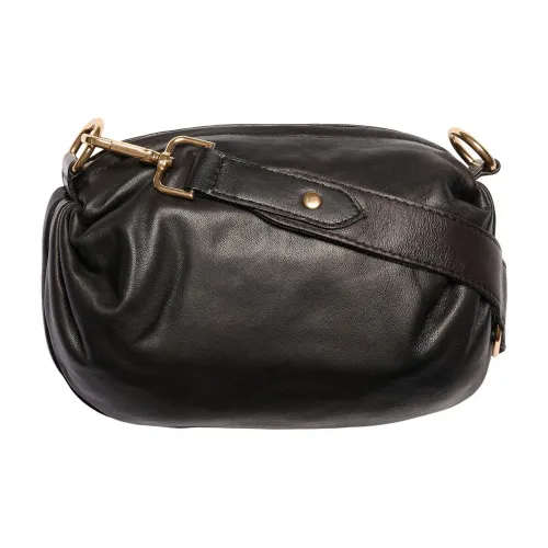 Btfcph , Black Leather Crossbody Clutch with Light Gold Accents ,Black female, Sizes: ONE SIZE