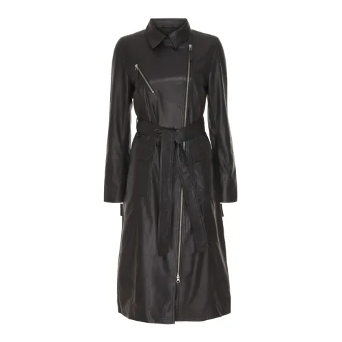 Btfcph , Long Jacket Leather 100017 Black ,Black female, Sizes: