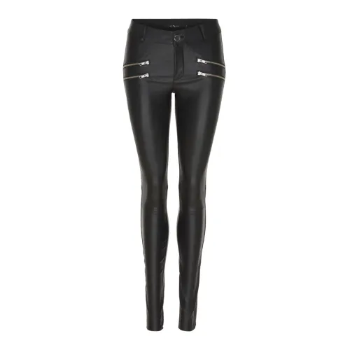 Btfcph , Stretch Jeans with Zippered Pockets Skins 10642-New Black ,Black female, Sizes: