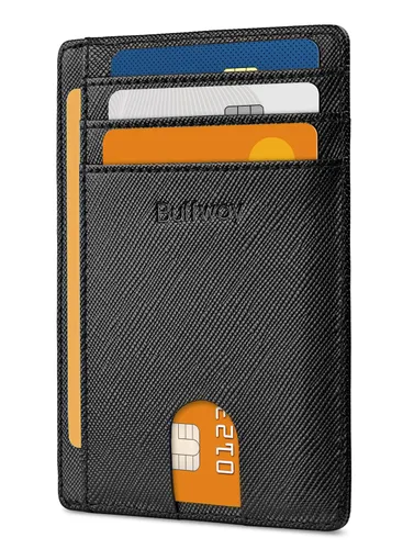 Buffway Slim Minimalist Front Pocket RFID Blocking Leather