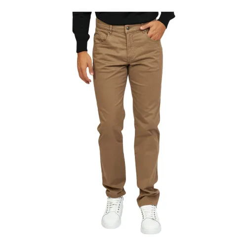 Bugatti , Beige Cotton Trousers with Textured Effect ,Beige male, Sizes: