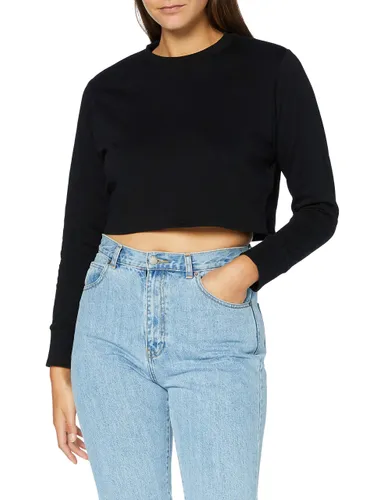 Build Your Brand Women's Ladies Terry Cropped Crew Pullover