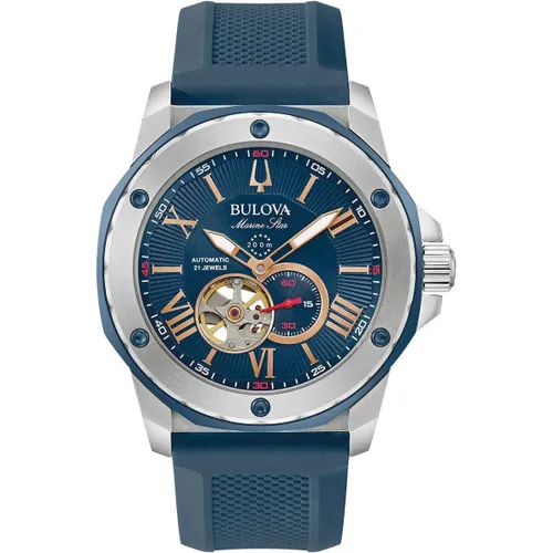 Bulova Men Digital Automatic Watch with Rubber Strap 98A282