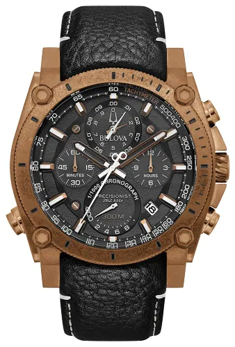 Bulova Mens Analog-Digital Quartz Watch with Leather Strap