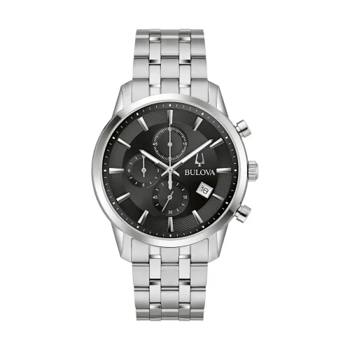 Bulova , Sutton Watch - Black Dial, Stainless Steel, 41mm ,Gray female, Sizes: ONE SIZE