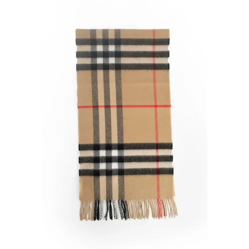Burberry , Archive Beige Check Cashmere Scarf ,Beige female, Sizes: ONE