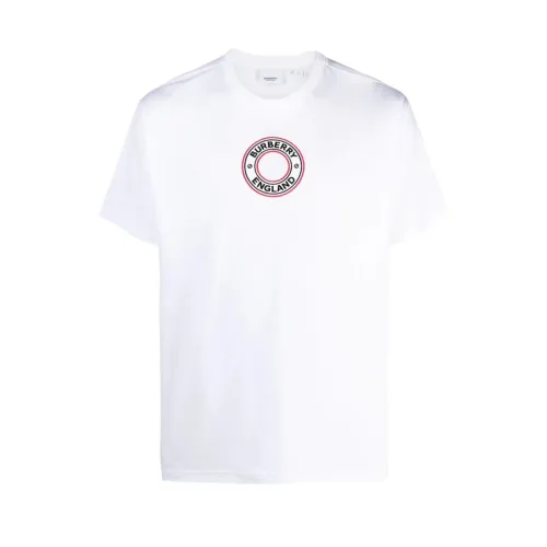 Burberry , Archway Embroidery Circle Logo T-shirt ,White male, Sizes: