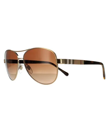 Burberry Aviator Womens Gold Brown Gradient Sunglasses Metal - One