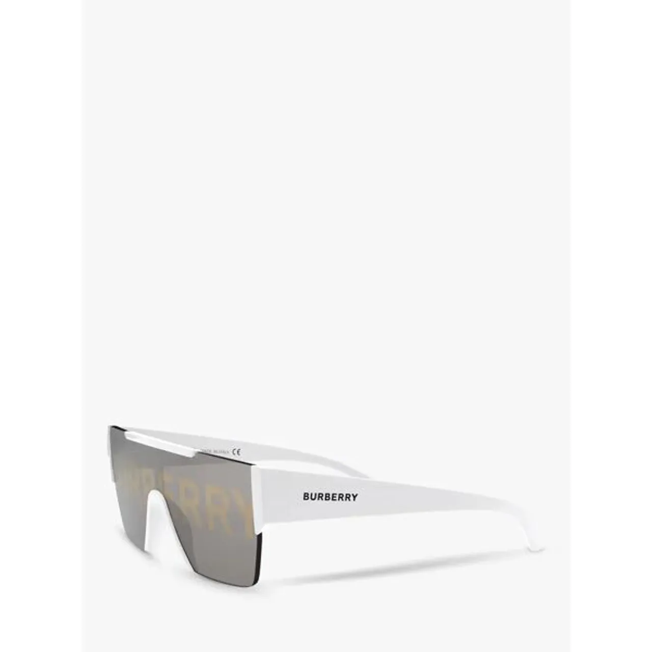 Burberry BE4291 Men's Rectangular Sunglasses - White/Silver - Male