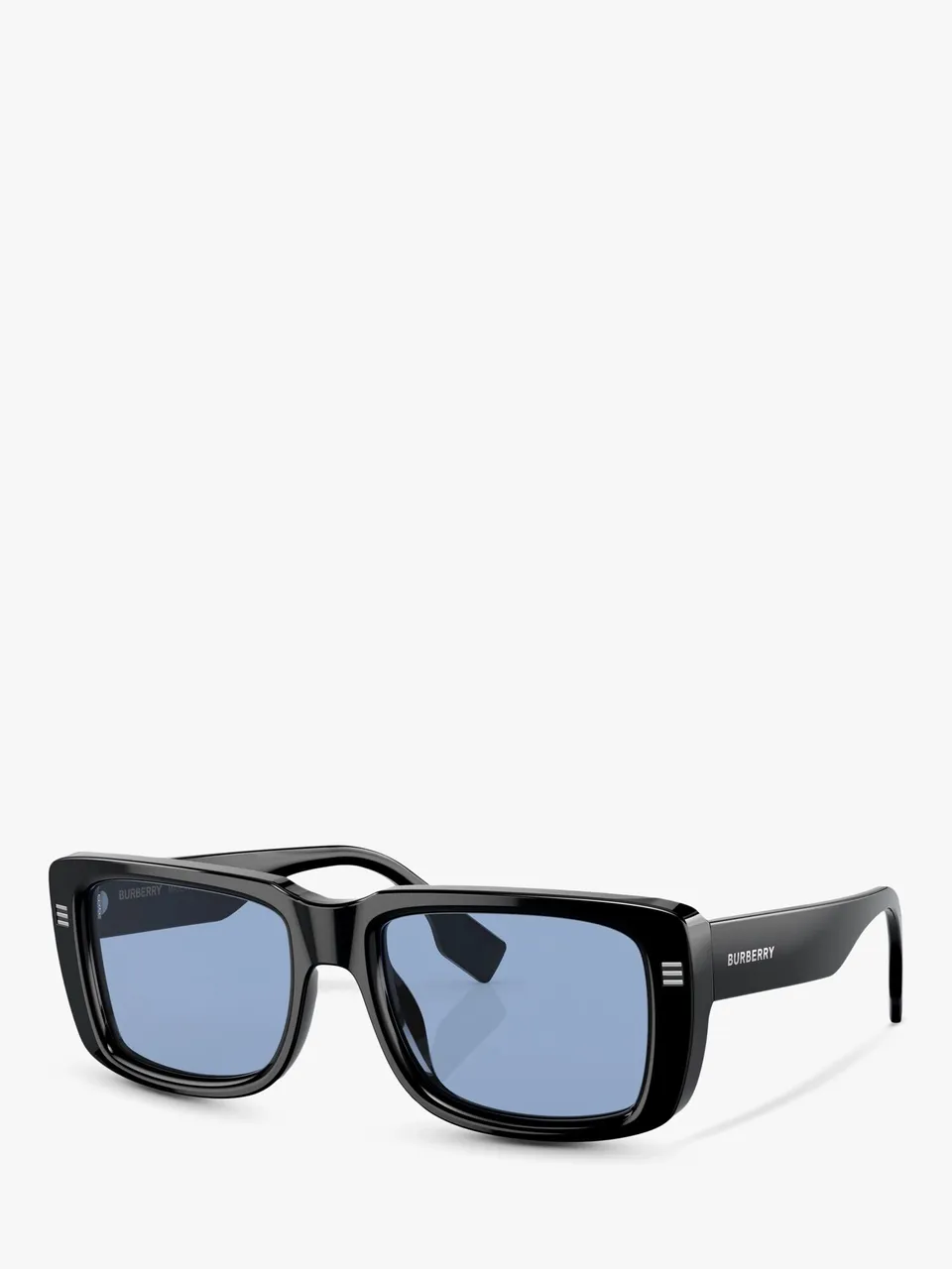 Burberry BE4376U Men's Rectangular Sunglasses, Black - Black - Male
