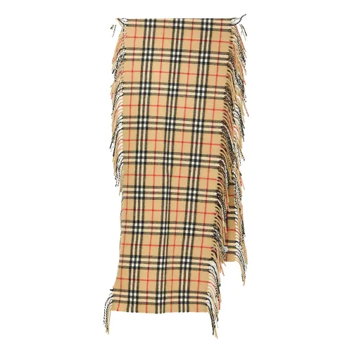 Burberry , Beige Check Cashmere Scarf ,Beige female, Sizes: ONE