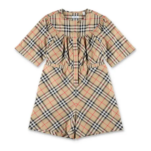 Burberry , Beige Check Playsuit Ss24 ,Multicolor female, Sizes: