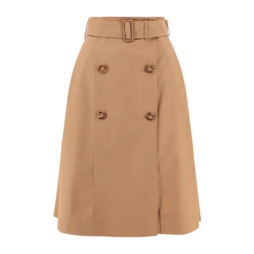 Burberry , Beige Cotton Trench Skirt Aw23 ,Brown female, Sizes: