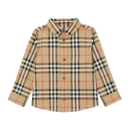 Burberry , Beige Kids Checkered Shirt ,Beige male, Sizes: