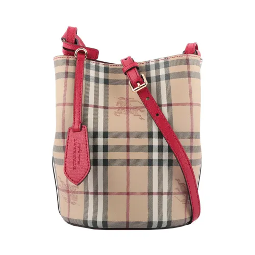 Burberry , Beige/Red Leather Bucket Bag Model 4057157 ,Pink female, Sizes: ONE SIZE