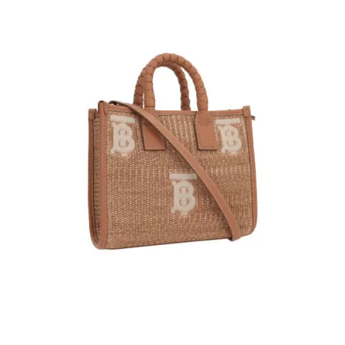 Burberry , Beige Tote Bag with Thomas Burberry Monogram ,Beige female, Sizes: ONE SIZE