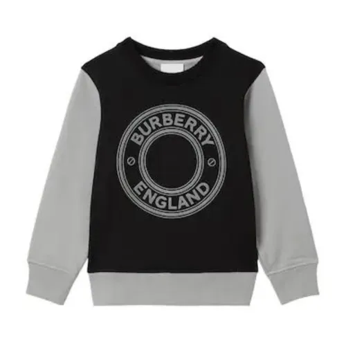 Burberry , Black and Grey Logo Sweatshirt for Kids ,Gray male, Sizes: