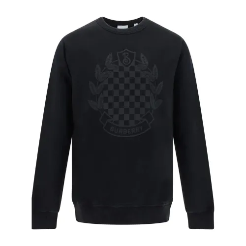 Burberry , Black Cotton Sweatshirt with Long Sleeves ,Black male, Sizes: