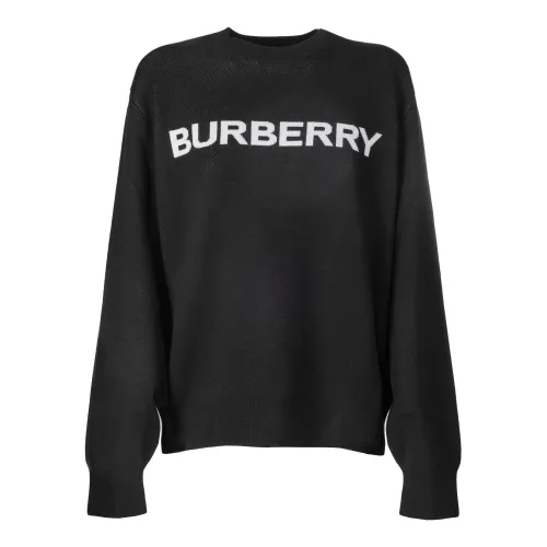 Burberry , Black Sweater - Regular Fit - Suitable for Cold Weather - 74% Wool - 26% Cotton ,Black female, Sizes: