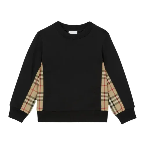 Burberry , Black Sweaters with Vintage Check Panels ,Black male, Sizes:
